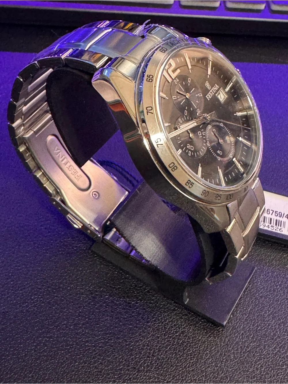 Men's Festina Quartz Black Stainless Steel Chronograph Watch
